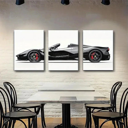 3pcs Luxury Supercar Exotic Black Décor Perfect Wall Art Set Canvas Framed 60x90cm - High Quality Print 100% Australian Made Wall Canvas Ready to Hang - Bella Home Decor