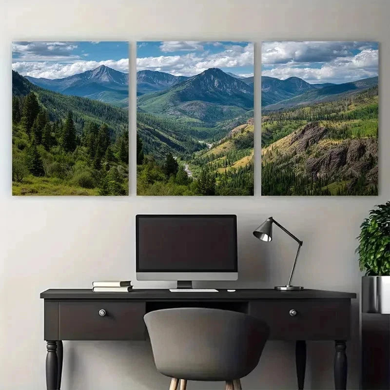 3pcs Montana Posters USA Rocky Mountain Perfect Wall Art Set Canvas Framed 50x70cm - High Quality Print 100% Australian Made Wall Canvas Ready to Hang