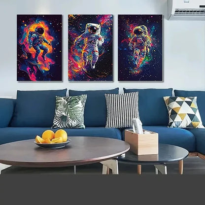 3pcs Brant Astronauts in Cosmic Scenes Wall Art Canvas Unframed - High Quality Print 100% Australian Made Wall Canvas