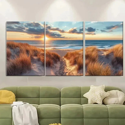 3pcs Ditch Plains Beach Montauk Perfect Wall Art Set Canvas Framed 60x90cm - High Quality Print 100% Australian Made Wall Canvas Ready to Hang - Bella Home Decor