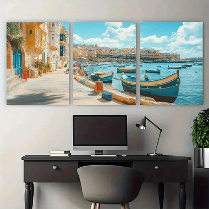 3pcs Tropical Décor Botanical Malta Perfect Wall Art Canvas Framed 60x90cm
