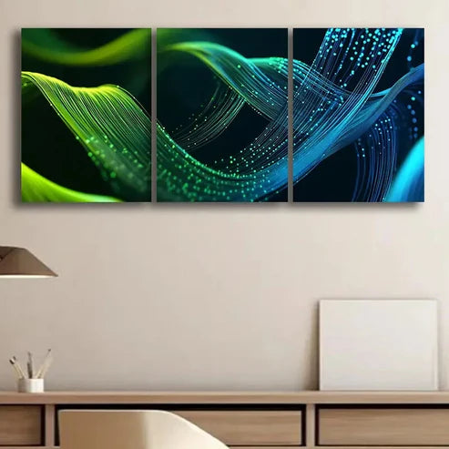 3pcs Colorful Green Digital Blue Green Perfect Wall Art Set Canvas Unframed - High Quality Print 100% Australian Made Wall Canvas - Bella Home Decor