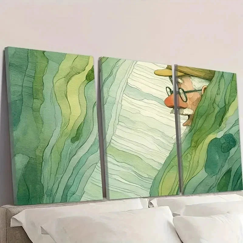 3pcs Humorous Watercolor Painting Wall Art Set Canvas Framed 40x60cm - High Quality Print 100% Australian Made Wall Canvas Ready to Hang