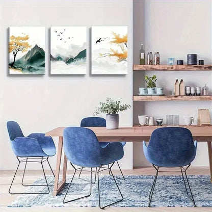 3pcs Serene Nature Scene With Yellow Wall Art Set Canvas Framed 50x70cm - High Quality Print 100% Australian Made Wall Canvas Ready to Hang