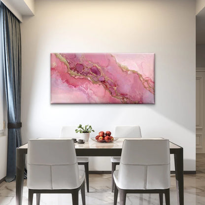 Pink Golden Accents Abstract Wall Art Canvas Office Home Room Framed 120x60cm