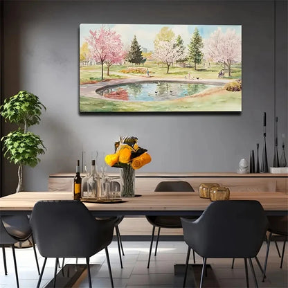 Pink Cherry Blossom On The Edge Wall Art Canvas Office Home Room Framed 120x60cm