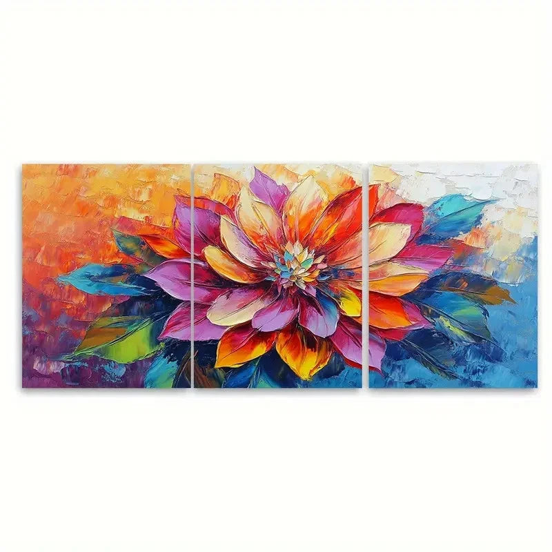 3pcs Colorful Abstract Bloom Oil Painting I Wall Art Set Canvas Framed 60x90cm - High Quality Print 100% Australian Made Wall Canvas Ready to Hang - Bella Home Decor