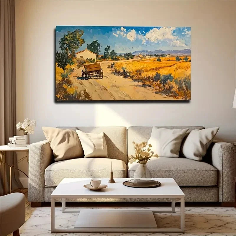 Bohemian Modern Rural Landscape Wall Art Canvas Office Home Room Framed 120x60cm