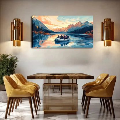 Boat & People in Life jackets Wall Art Canvas Office Home Room Framed 120x60cm - Bella Home Decor