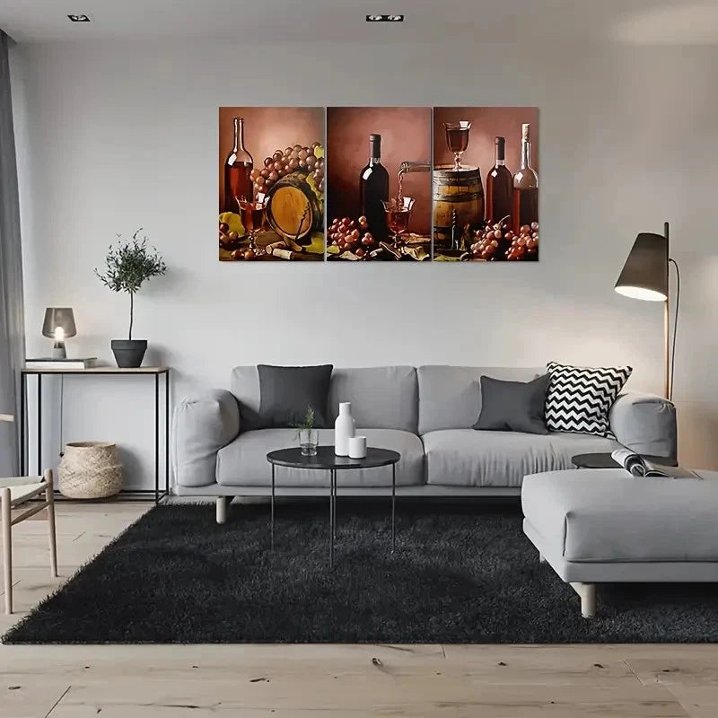 3pcs Wine Theme Purple Grapes Fruit Themed Metal Print Ready to Hang Art