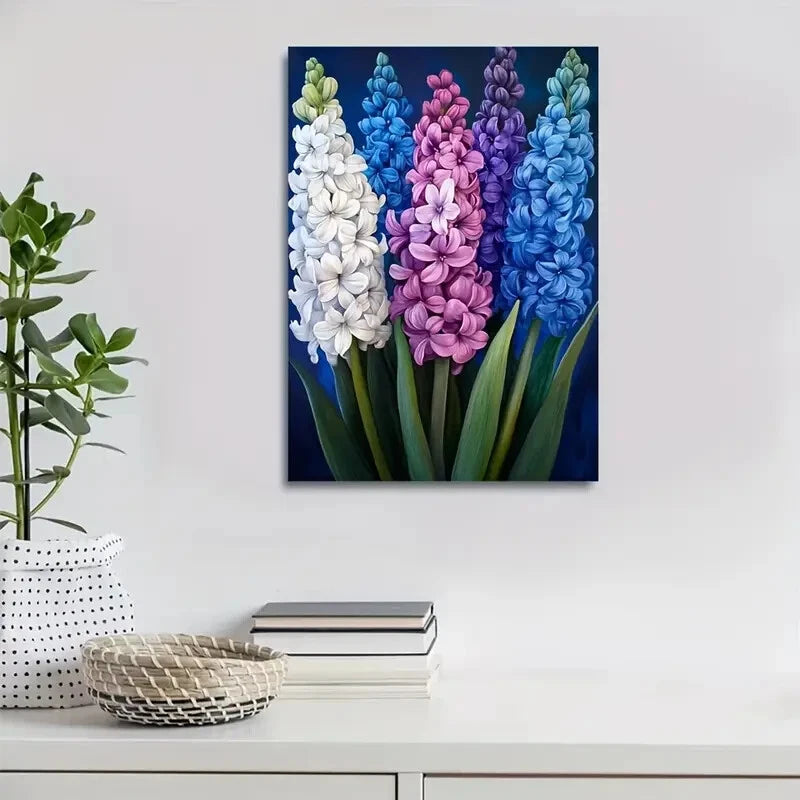 Beautiful Vibrant Hyacinth Floral Painting 40x60cm Metal Print Ready to Hang - Bella Home Decor