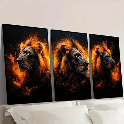 3pcs Modern Abstract Animal Lion Family  Wall Art Set Canvas Unframed - High Quality Print 100% Australian Made Wall Canvas