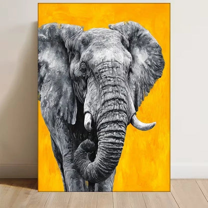 Elephant Nursery Gray & Yellow Animal 60x90cm Metal Print Ready to Hang