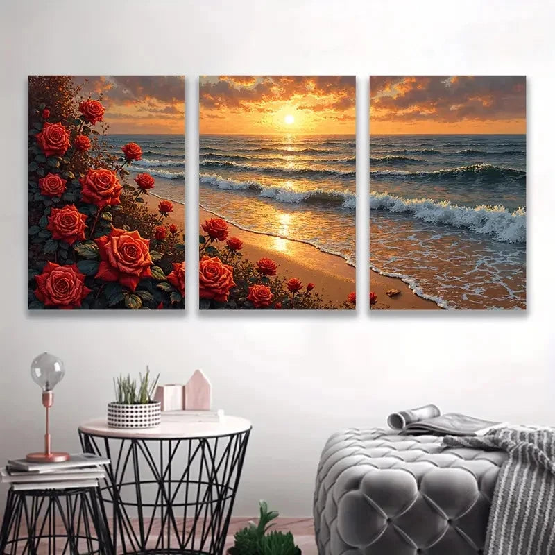 3pcs Turquoise Bay Sunset Beach Australia   Wall Art Set Canvas Framed 50x70cm - High Quality Print 100% Australian Made Wall Canvas Ready to Hang