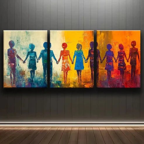 3pcs Colorful Abstract People Light Perfect Wall Art Set Canvas Unframed - High Quality Print 100% Australian Made Wall Canvas - Bella Home Decor