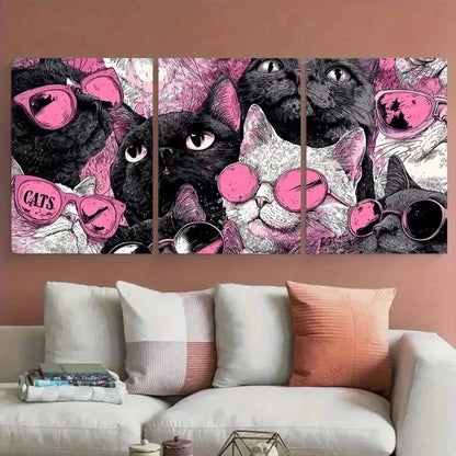 3pcs Funny Be Approved By The Cats Perfect Wall Art Set Canvas Framed 60x90cm - High Quality Print 100% Australian Made Wall Canvas Ready to Hang