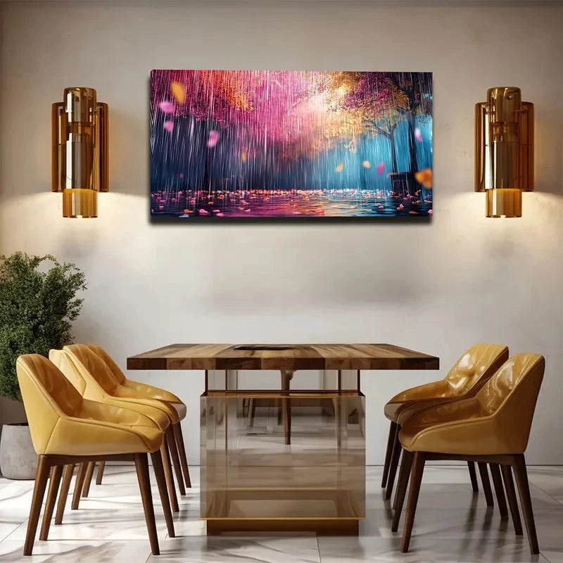 Vibrant Pink Blue & Yellow Wall Art canvas office home room framed 120x60cm