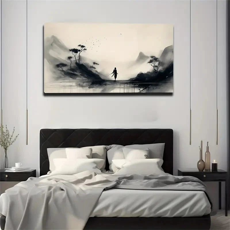 Harmonious Ink Painting Wall Art Canvas Office Home Room Framed 120x60cm