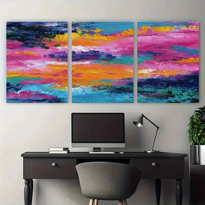 3pcs Seascape Abstract Sunset Coastal Wall Art Canvas Unframed - High Quality Print 100% Australian Made Wall Canvas