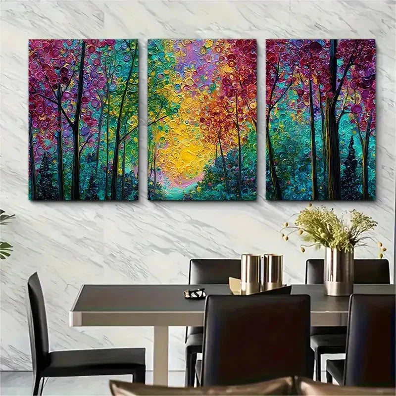 3pcs Large Abstract Sunset Forest Autumn Perfect  Wall Art Set Canvas Framed 40x60cm - High Quality Print 100% Australian Made Wall Canvas Ready to Hang