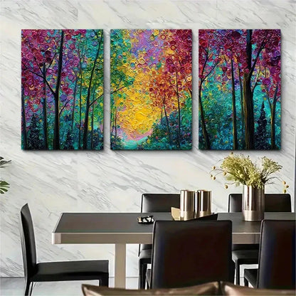 3pcs Large Abstract Sunset Forest Autumn Perfect  Wall Art Set Canvas Framed 40x60cm - High Quality Print 100% Australian Made Wall Canvas Ready to Hang
