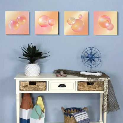 4pcsVibrant Orange & PinkWall Art Canvas Framed