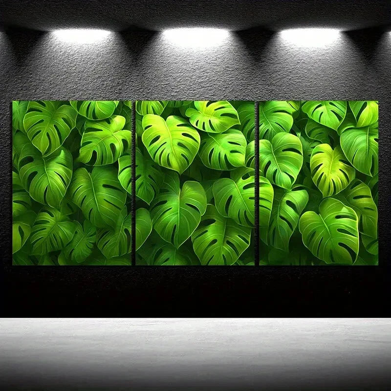 3pcs Light Green Plants Under The Sunshine Metal Print Ready to Hang Art - Bella Home Decor