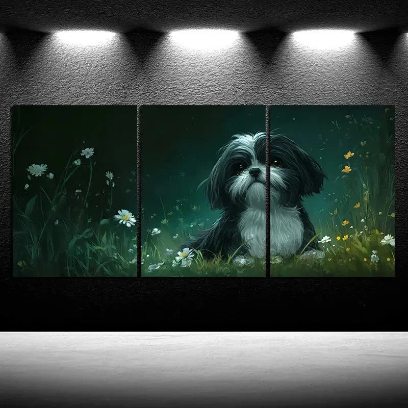 3pcs Charming Dog in Nature Theme Metal Print Ready to Hang Art - Bella Home Decor