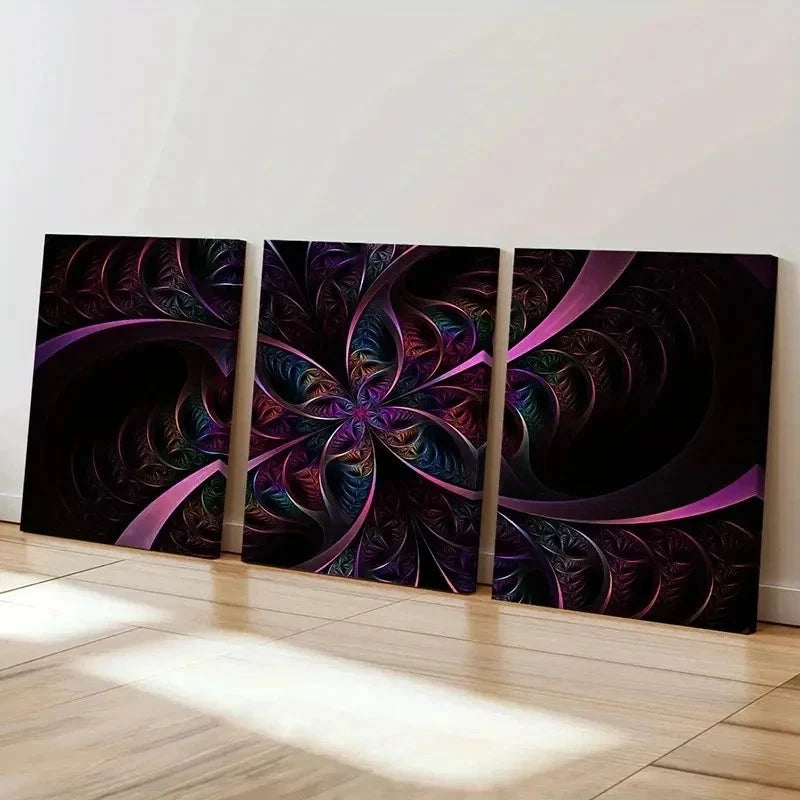 3pcs Abstract Shapes Composed Of Colorful Lines Wall Art Set Canvas Framed 60x90cm - High Quality Print 100% Australian Made Wall Canvas Ready to Hang - Bella Home Decor