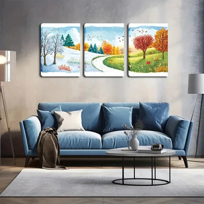 3pcs Trees Covered with Snow In A Refreshing Wall Art Canvas Unframed - High Quality Print 100% Australian Made Wall Canvas