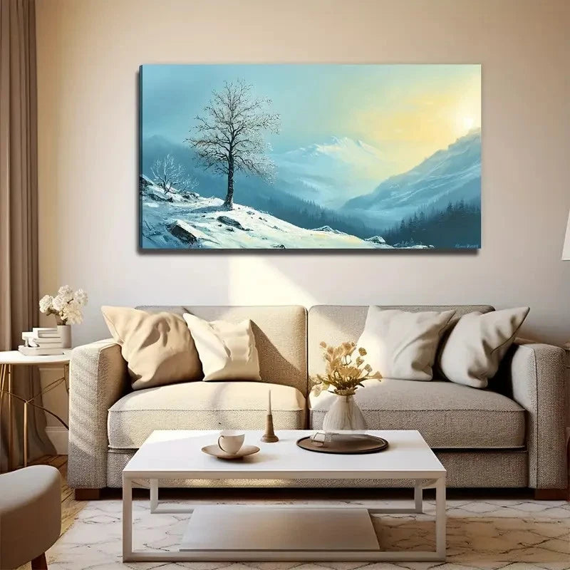 Winter Sunset Perfect Wall Art Canvas Office Home Room Framed 120x60cm