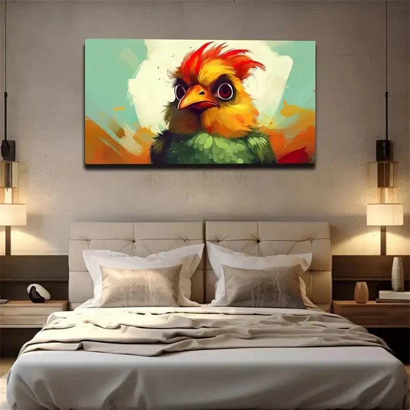 Fun Red-Haired Chick Décor Wall Art Canvas Office Home Room Framed 120x60cm