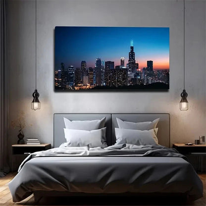 City Nightscape Exquisite Wall Art Canvas Office Home Room Framed 120x60cm