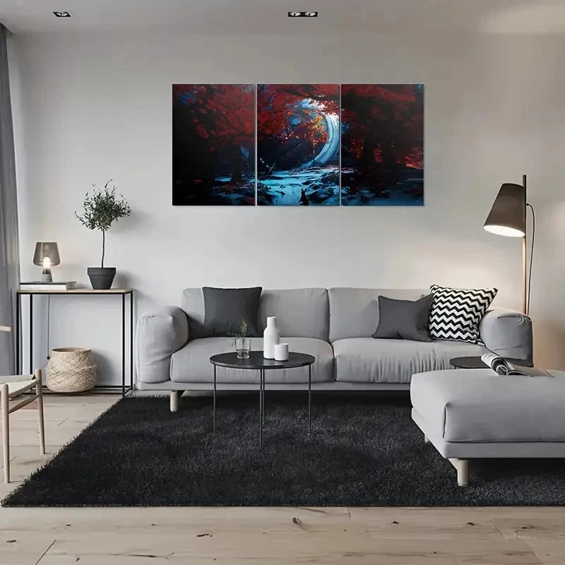 3pcs Autumn Forest Nature Landscape Metal Print Ready to Hang Art - Bella Home Decor