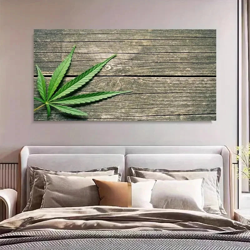 Green Leaf Design Nordic Wall Art Canvas Office Home Room Framed 120x60cm - Bella Home Decor