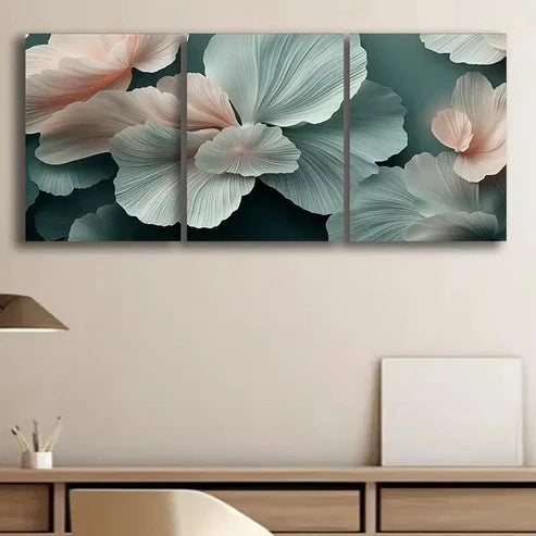 3pcs Green and White Shaded Circles Perfect Wall Art Set Canvas Unframed - High Quality Print 100% Australian Made Wall Canvas