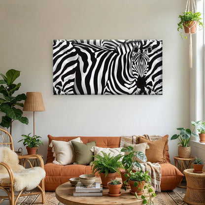Abstract Zebra Stripes Wall Art Canvas Office Home Room Framed 120x60cm