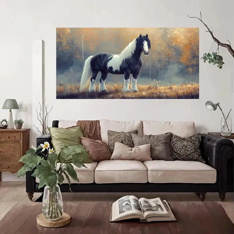 Modern Vintage Horse Wall Art Canvas Office Home Room Framed 120x60cm