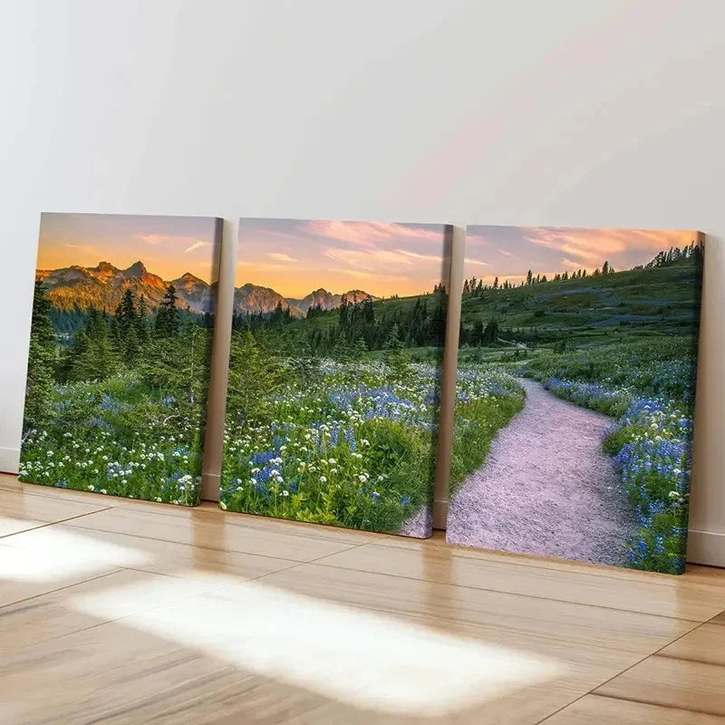 3pcs Vibrant Nature Landscape Art with Sunset Wall Art Set Canvas Framed 60x90cm - High Quality Print 100% Australian Made Wall Canvas Ready to Hang