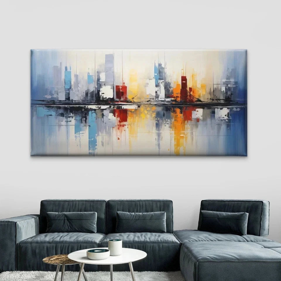 Abstract Colorful Urban Landsca Wall Art Canvas Office Home Room Framed 120x60cm