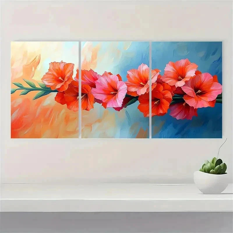 3pcs Gladiolus Flower Nature Beauty Perfect Wall Art Set Canvas Framed 50x70cm - High Quality Print 100% Australian Made Wall Canvas Ready to Hang - Bella Home Decor