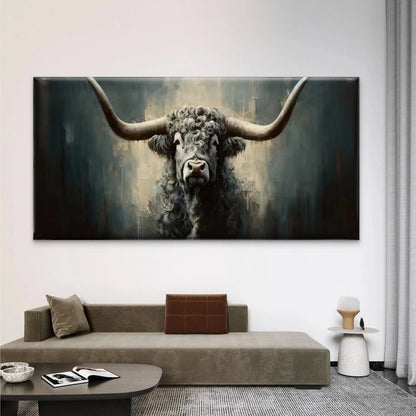 Farmhouse Highland Cow Wall Art Canvas Office Home Room Framed 120x60cm