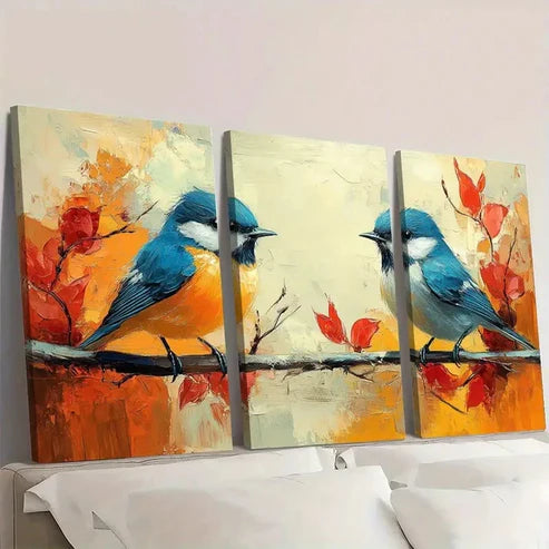 3pcs Modern Animal Theme Bird Wall Art Set Canvas Unframed - High Quality Print 100% Australian Made Wall Canvas