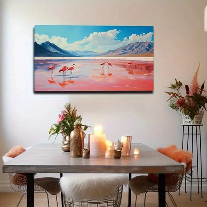 Group Of Drinking Red Cranes Wall Art Canvas Office Home Room Framed 120x60cm