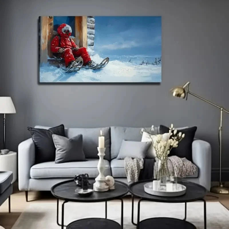 Ski Enthusiasts Perfect Wall Art Canvas Office Home Room Framed 120x60cm