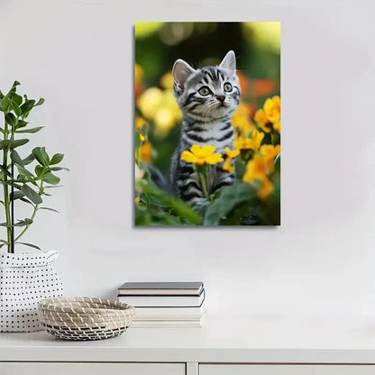 Adorable American Shorthair Kitten with Vibrant 40x60cm Metal Print Ready to Hang