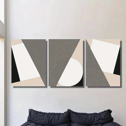 3pcs Abstract Geometric Modern Black Line Wall Art Canvas Unframed - High Quality Print 100% Australian Made Wall Canvas - Bella Home Decor