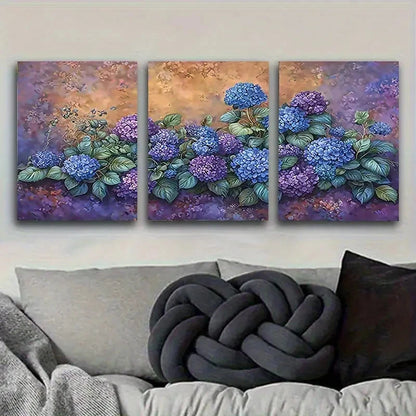 3pcs Blue Hydrangea Bouquet Wall Art Set Canvas Framed 60x90cm - High Quality Print 100% Australian Made Wall Canvas Ready to Hang - Bella Home Decor