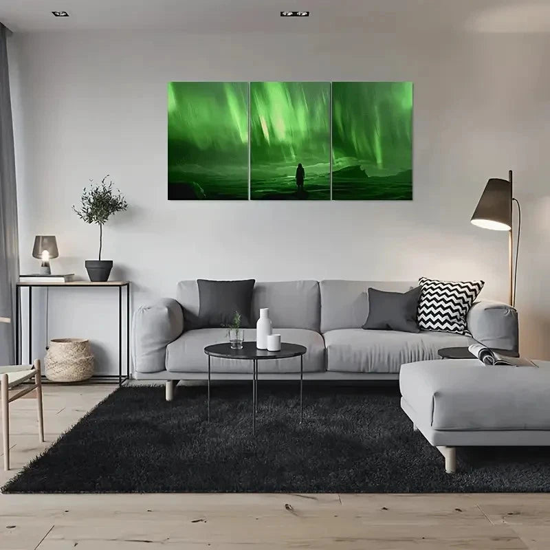 3pcs Aurora Borealis Lights Landscape Metal Print Ready to Hang Art - Bella Home Decor