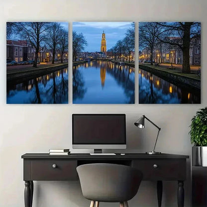 3pcs Groningen Netherlands Cityscape Wall Art Canvas Unframed - High Quality Print 100% Australian Made Wall Canvas